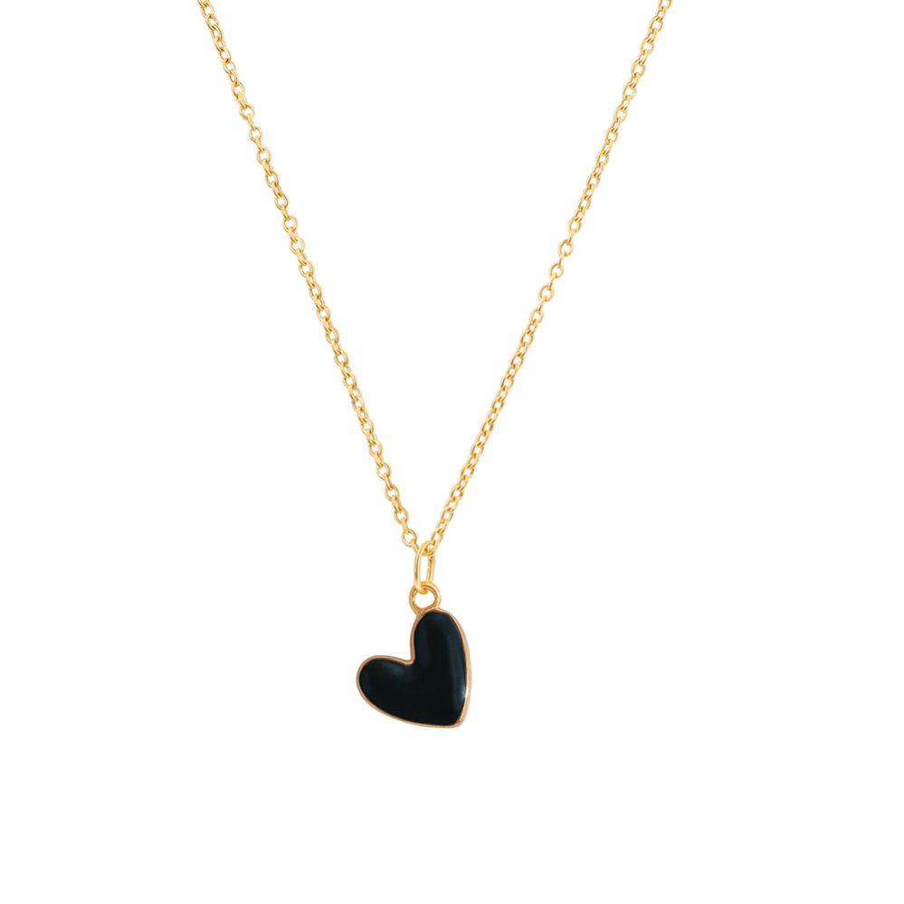 Midnight Heart - Black Enamel Heart Necklace