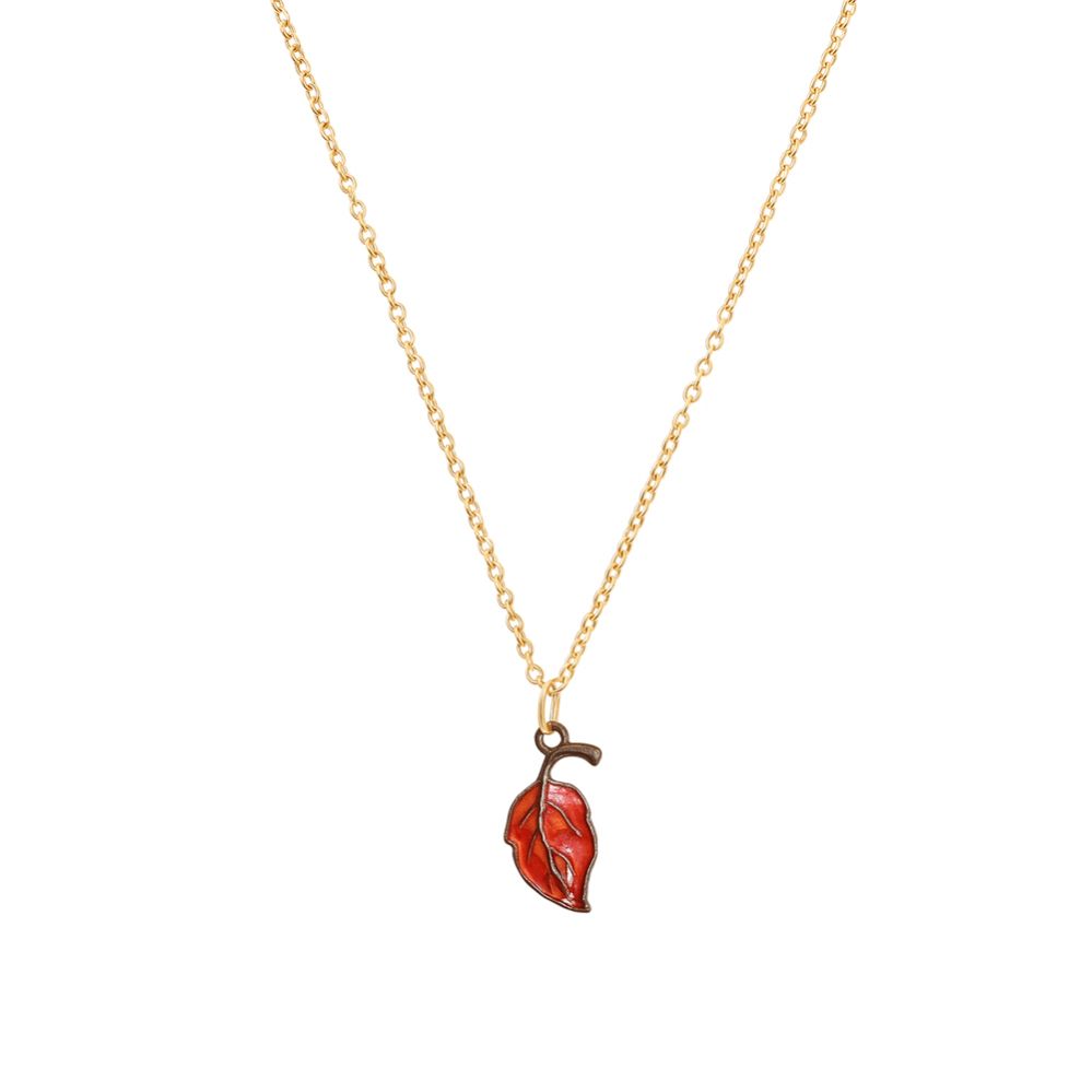 Crimson Fall - Red Leaf Pendant Necklace